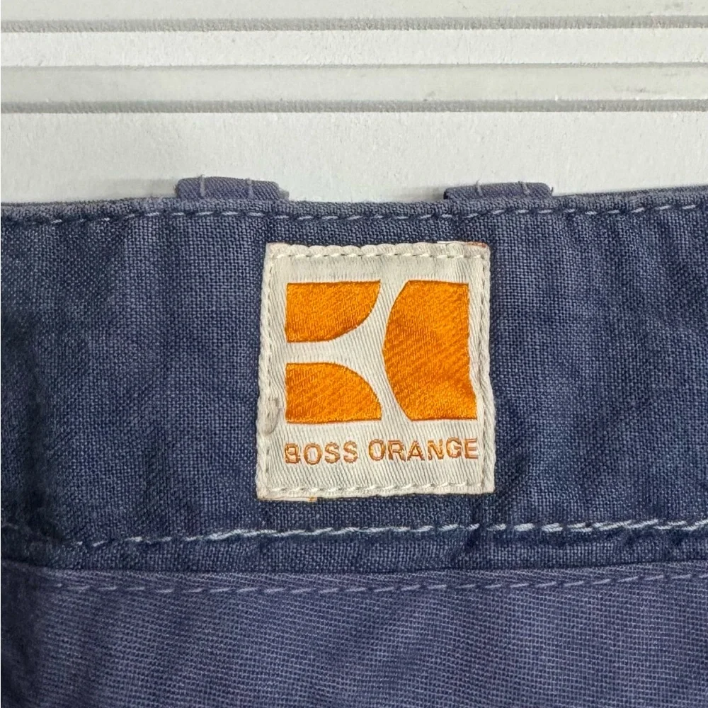 Boss Orange Mens Sheridan Cargo Shorts Size 36R Blue Light Distressing - Picture 2 of 6